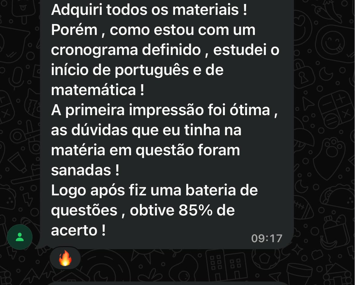 Depoimento de aluno: dúvidas sanadas e 85% de acerto em bateria de questões