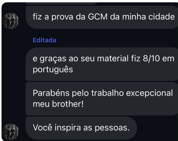 Depoimento de aluno: prova da GCM, 8 de 10 em Português graças ao material