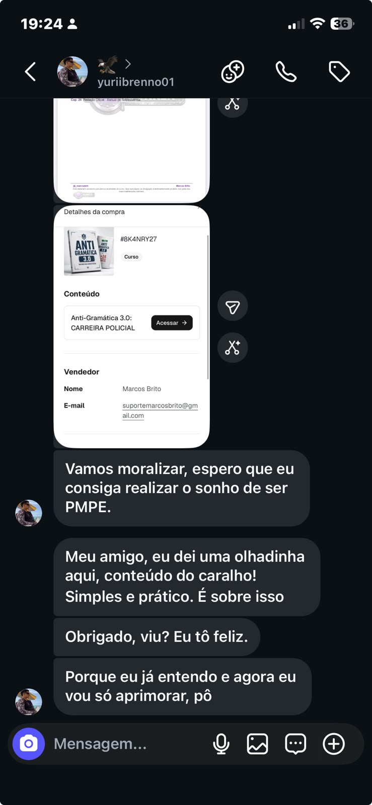 Depoimento de aluno: conteúdo simples e prático, sonho de ser PMPE