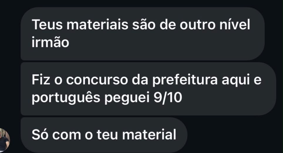 Depoimento de aluno: concurso da prefeitura, 9 de 10 em Português só com o material