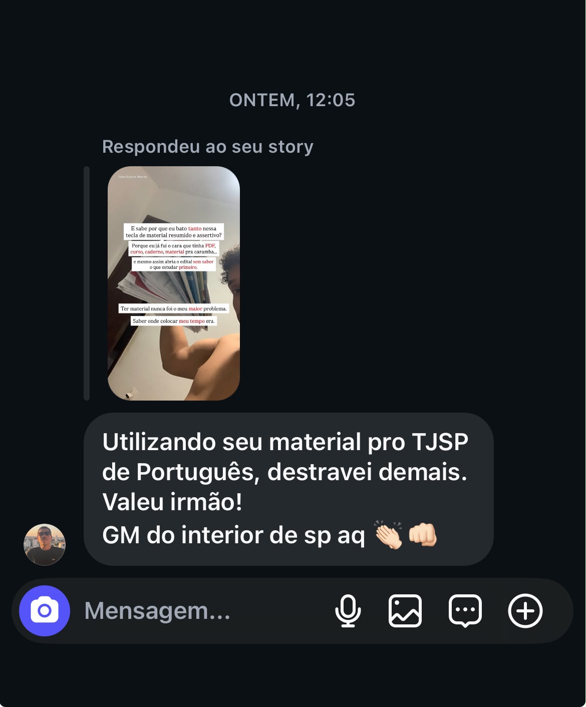 Depoimento de aluno: usando o material para o TJSP, destravou demais em Português