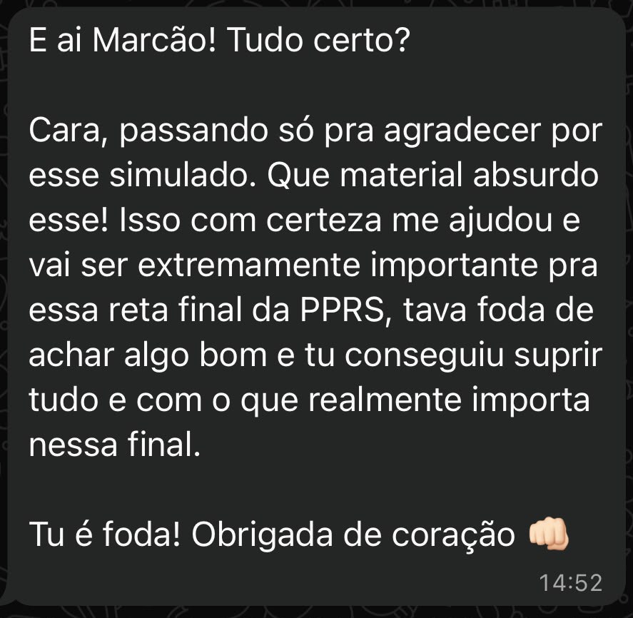 Depoimento de aluna sobre simulado de português